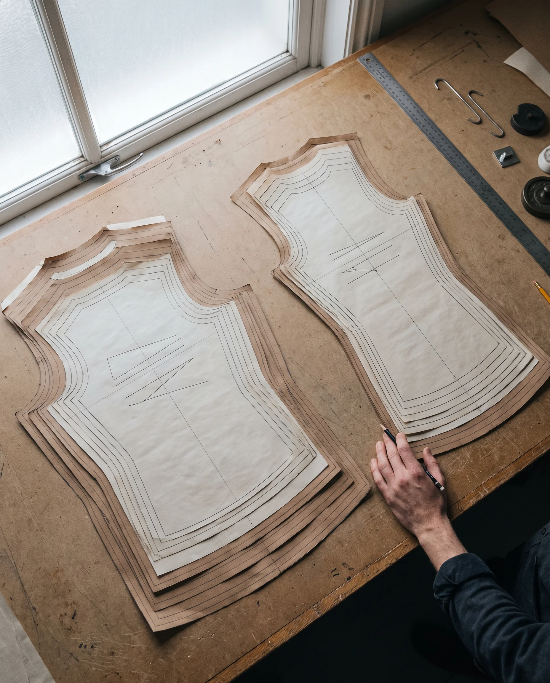 A graded nest of jersey patterns on the pattern table